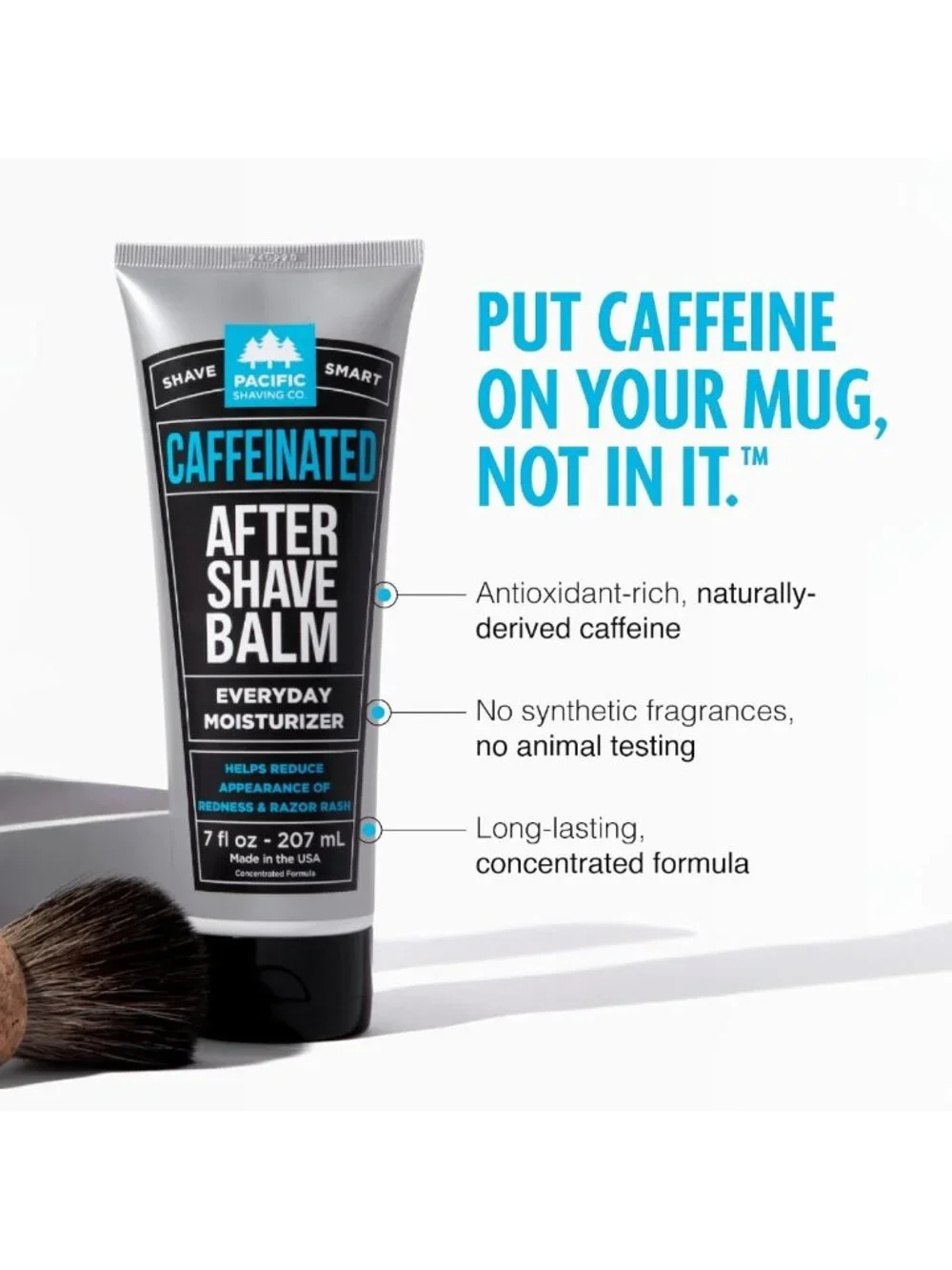 Caffeinated Aftershave Balm for Men, 2 Pack - Soothing Post-Shave Lotion for